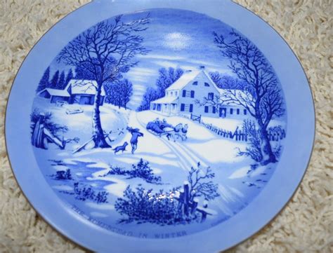 Pair Of Vintage Currier And Ives Decorative Plates Japan Etsy