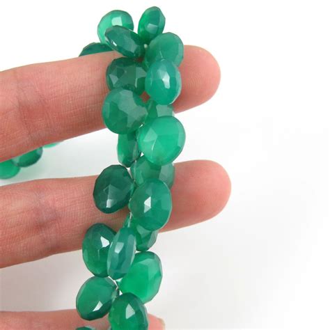 Semiprecious Gemstone Beads 100 Genuine Green Onyx Gemstone Bead