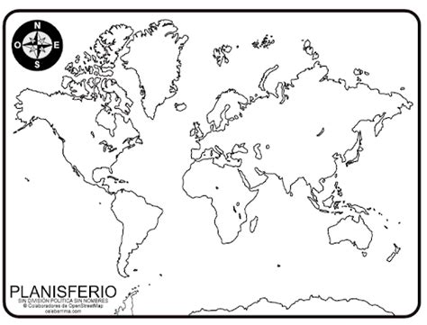Mini Planisferio Sin Nombres Mapa De Los Continentes Sin Nombres Para
