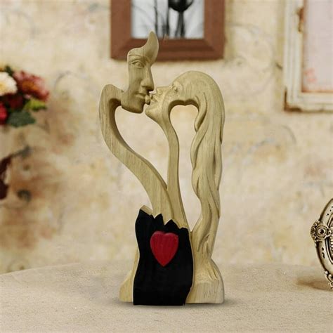 Love Eternal Wooden Decoration Ornamentsmale And Female Kissing Wooden