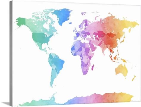 Watercolor Map Of The World Map Canvas Wall Art Print Map Home Decor