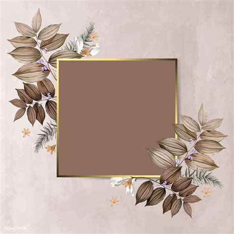 Square Foliage Frame On Brown Background Vector Premium Image By