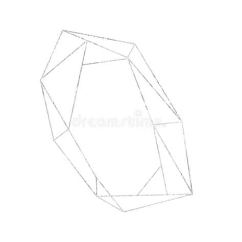 Watercolor Polygonal Frame Silver Geometric Shapes Stock Illustration