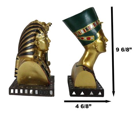 Ebros Golden Mask Of Egypt Pharaoh King Tut And Queen Nefertiti Statue