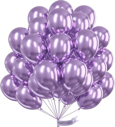 Partywoo Metallic Light Purple Balloons 50 Pcs 12 Inch