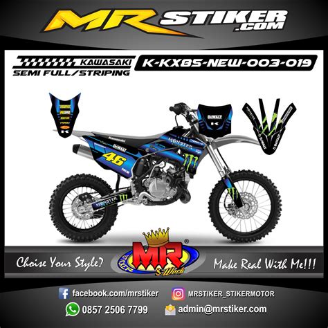 Stiker sporty buat vega r new. Stiker motor decal KX 85 New Monster Blue Gradation ...