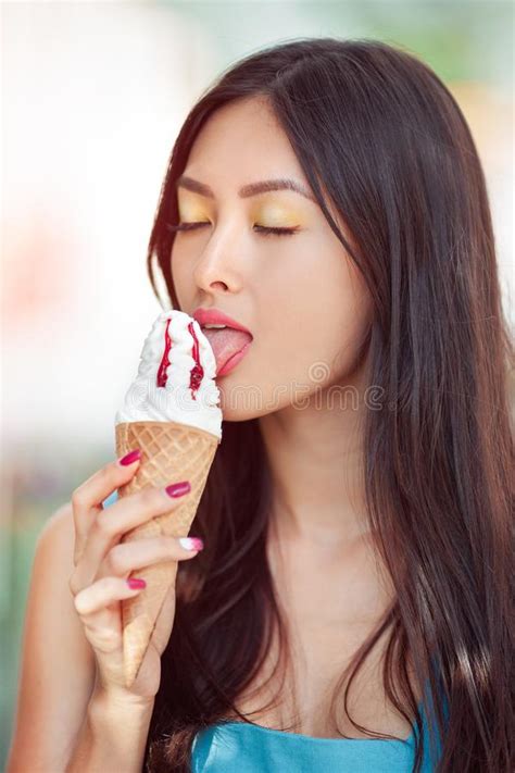 Beautiful Woman Licking Ice Pop Stock Photos Free Royalty Free
