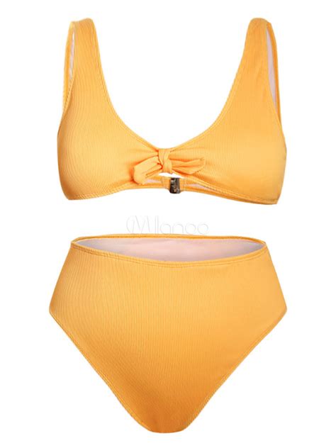 Frauen Bikini Badeanzug Gelb Bowknot Summer Beach St Ck Bademode