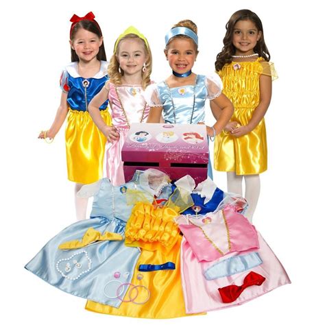 Disney Princess Dress Up Box Cardboard Trunk 21 Piece Set Costume Kids