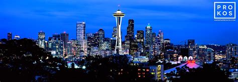 Panoramic Skyline Of Seattle At Dusk Fine Art Photo By Andrew Prokos