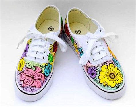 Hand Painted Vans Flowers Vans Flowers Canvas Shoes Floral Etsy