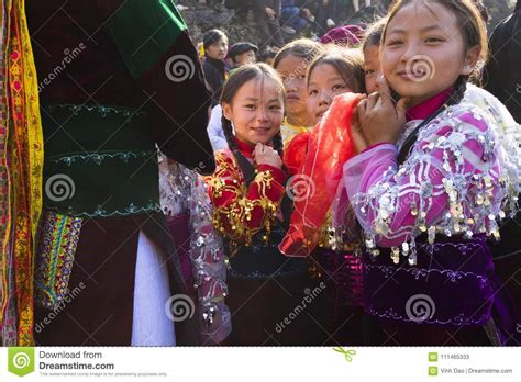 Ha Giang, Vietnam - Feb 7, 2014: Unidentified Group Of Children Wearing ...