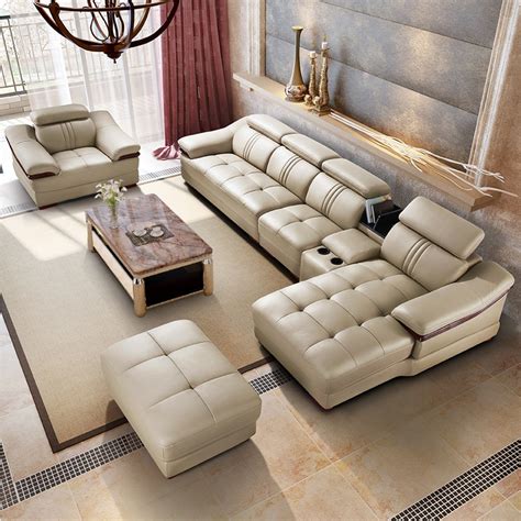 Living room furniture sets are made, based on the design and upholstery. Luxury Modern Living Room L Shape Sofa Set-in Living Room ...