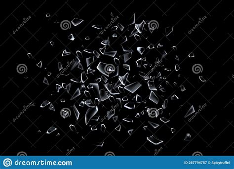 Broken Glass Shards Explosion Debris Black Shatter Space 3d