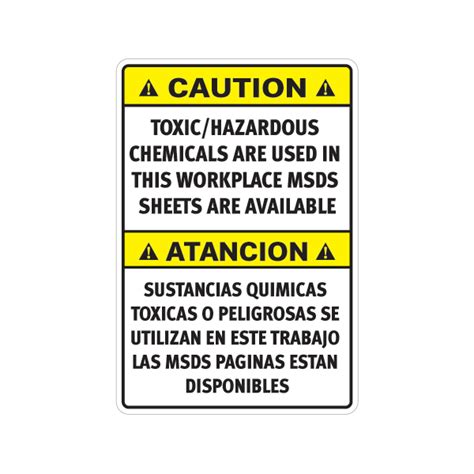 Printed Vinyl Caution Toxichazardous Chemicals Are Used In This