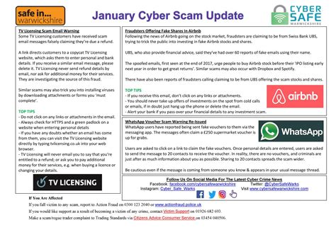 Cyber Safe Warwickshire January Cyber Scam Update Now Live