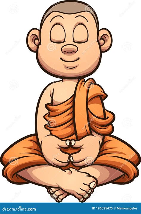 Cartoon Meditating Buddhist Monk Kid Stock Vector Illustration Of