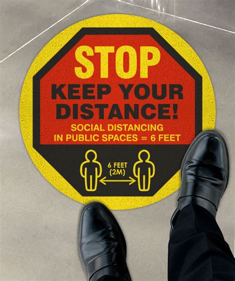 Stop Keep Your Distance Floor Sign — D6007