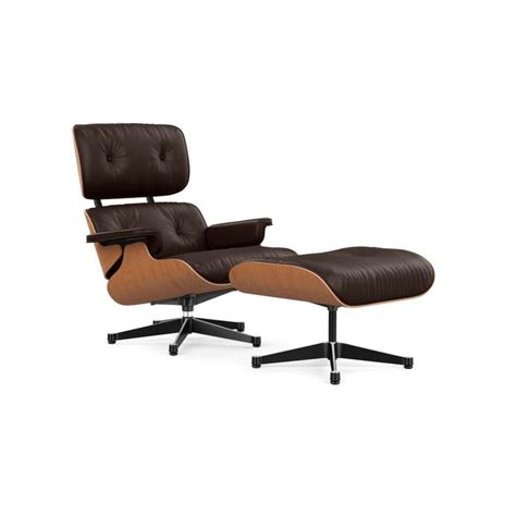 Tall Eames Lounge Chair And Ottoman In Cherry Wood And Chocolate Leather In