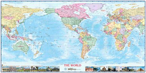 World Political Usa Centered Wall Map By Compart Maps