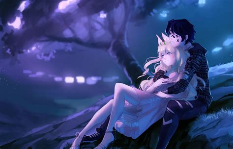 1400x900 Embraced And Endeared Anime Couple 4k 1400x900 Resolution Hd
