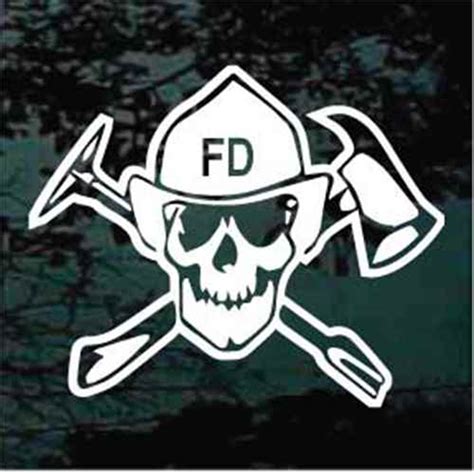 Firefighter Skull With Axe Car Decals And Stickers Decal Junky