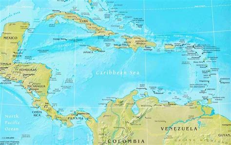 Caribbean Sea Physical Map Physical Map Caribbean Sea Nicaragua
