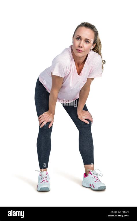 Thoughtful Sporty Woman Bending Stock Photo Alamy