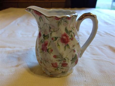Vintage Lefton China Hand Painted Porcelin Creamer With Floral Etsy