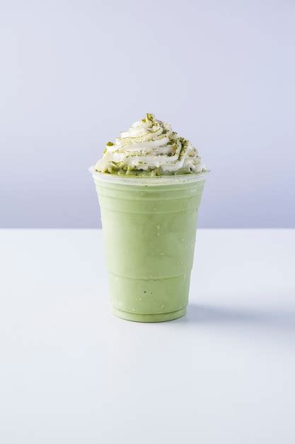 Premium Photo Matcha Frappe With Whipped Cream Green Tea Milkshake