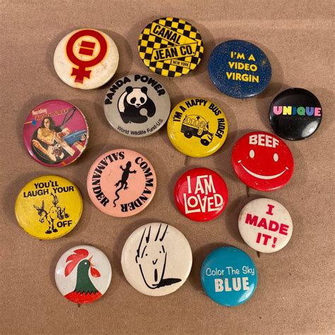 15 Tiny 1980s Pinback Buttons Vintage 80s Pin Backs Small 1 Etsy