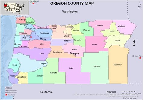 Oregon County Map Free Check The List Of 36 Counties In Oregon And