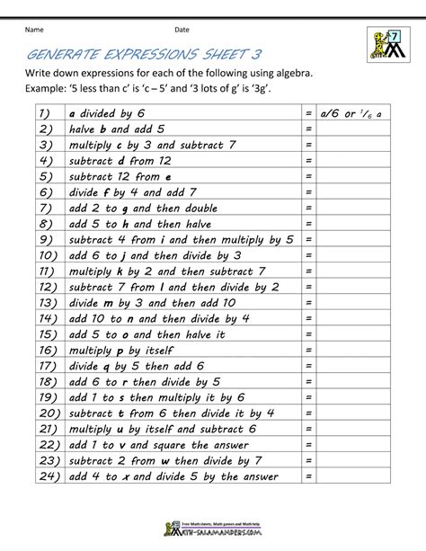Scholar worksheets in the proper execution of sheets of paper in the form of information and issues (questions) that must be solved by students. Basic Algebra Worksheets