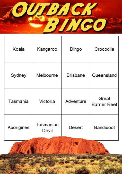 Australian Outback Themed Bingo Set Etsy In 2021 Bingo Set Outback