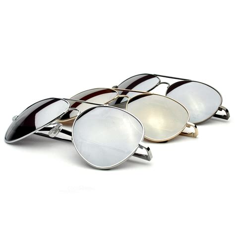 Oversize Retro Mirrored Metal Aviator Sunglasses 3 Pack Zerouv