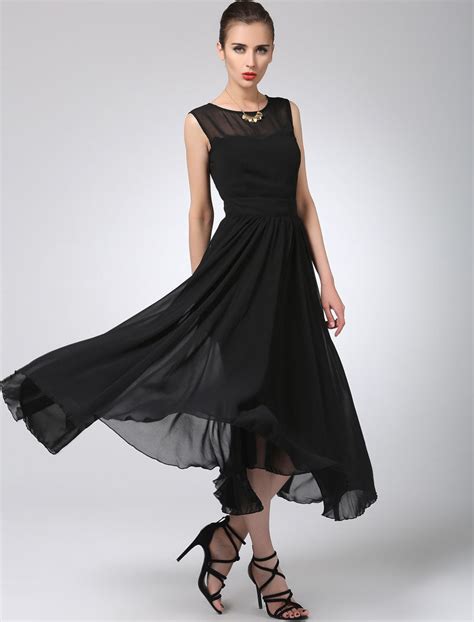 Black Prom Dress Maxi Chiffon Dress Long Women Dress 1238 Xiaolizi