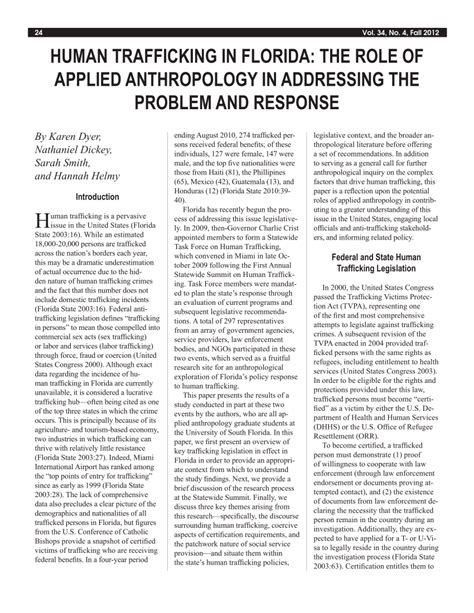 Pdf Human Trafficking In Florida The Role Of Applied Anthropology In Addressing The Problem