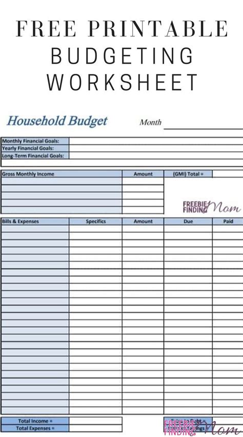 Balancing A Budget Worksheet