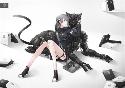 Anime Art Girl Cybernetics Cyborg Cat с изображениями Киберпанк