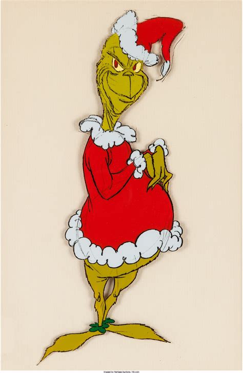 The Grinch Is Wearing A Santa Hat And Red Dress