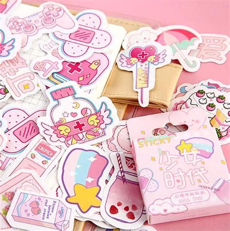 Kawaii Stickers Pack Of 46 Tiny Pink Pastel Diy Cutout Etsy Kawaii Stickers Cute Stickers