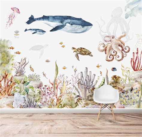 Under The Sea Wallpaper Watercolour Mural