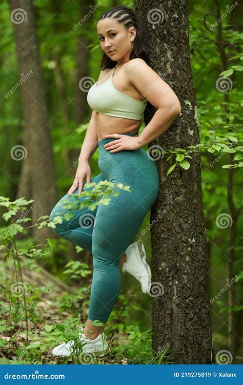Plus Size Runner Female In The Forest Stock Image Image Of Large Acceptance 219275819