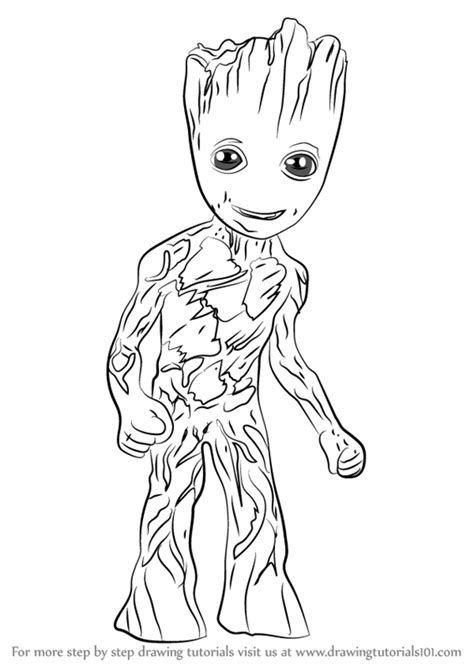 Next, draw baby groot's rear leg a little bit shorter than his first leg. Learn How to Draw Baby Groot (Marvel Comics) Step by Step ...