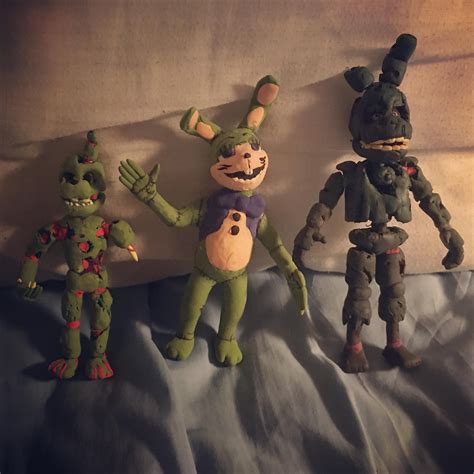 Scraptrap Glitchtrap And Springtrap Clay Models Made By Me R