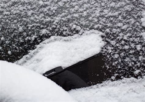 Snow On The Car Windshield Wipers Stock Image Image Of Driving North