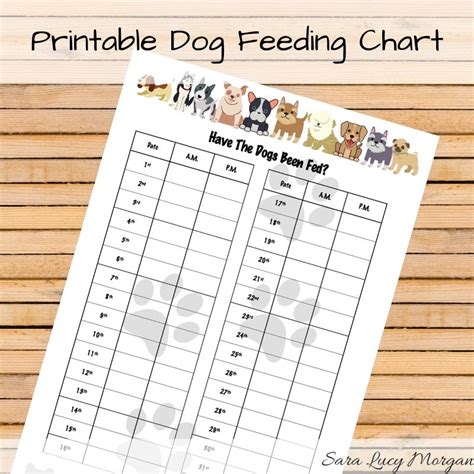 Dog Feeding Chart Printable