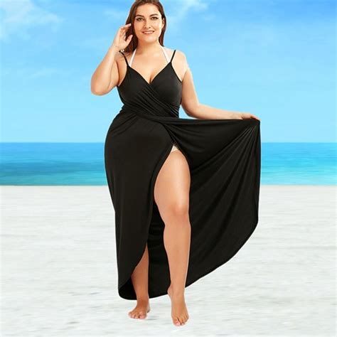 2018 New Plus Size Beach Cover Up Wrap Dress Bikini Swimsuit Bathing