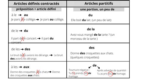 Différence Entre Articles Définis Contractés Et Articles Partitifs Un