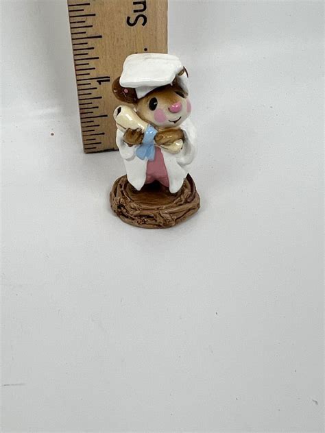 Wee Forest Folk Graduate Mouse M 058 White Gown Pink Dress